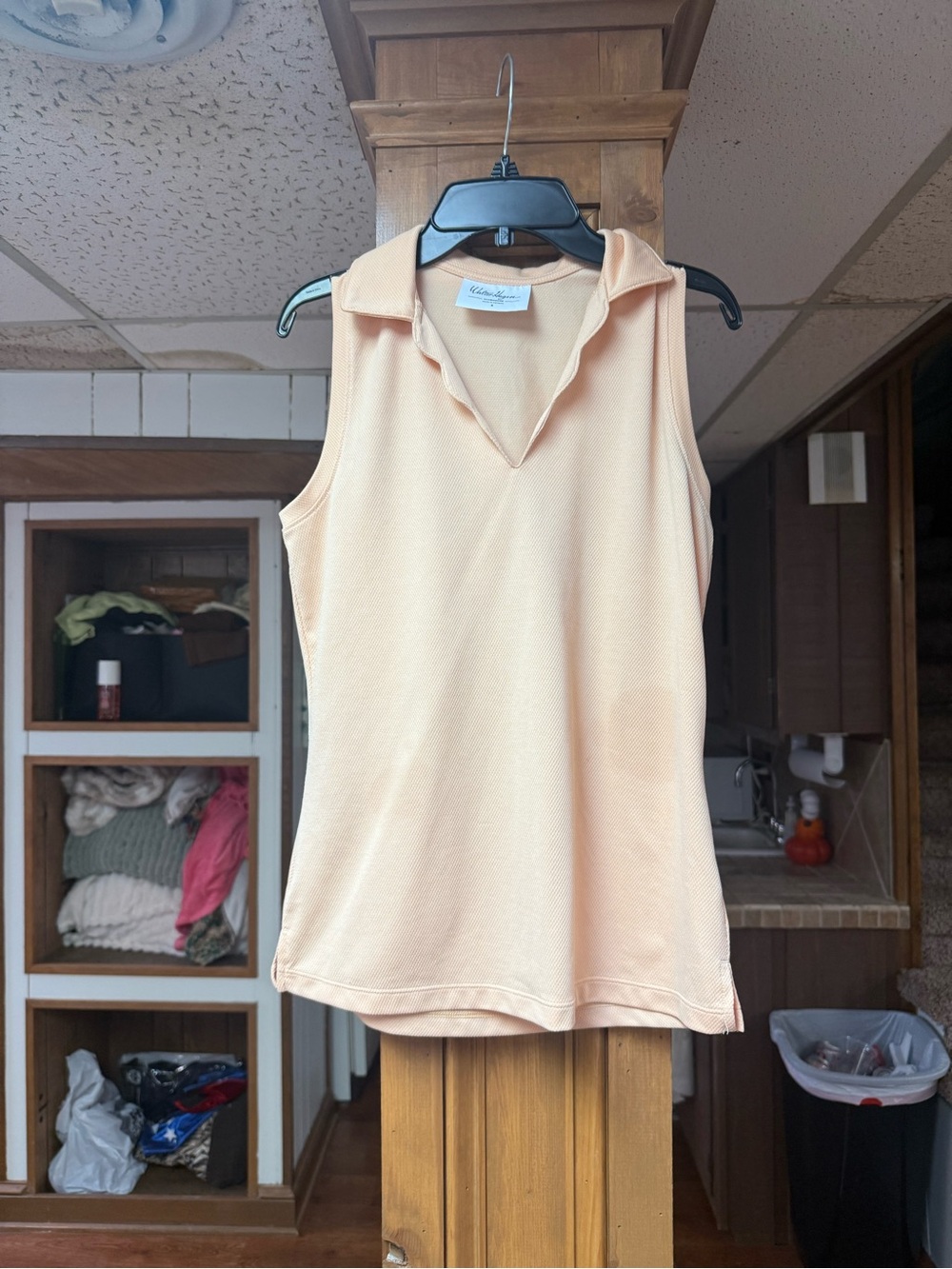 Walter Hagen Peach Collared Sleeveless Tank